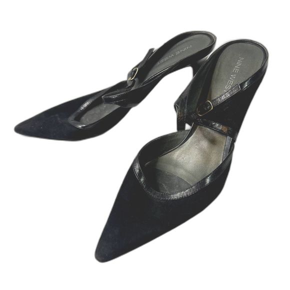 Nine West Strap Slip On Pumps Kitten Heel Black Size 9M - Picture 1 of 10
